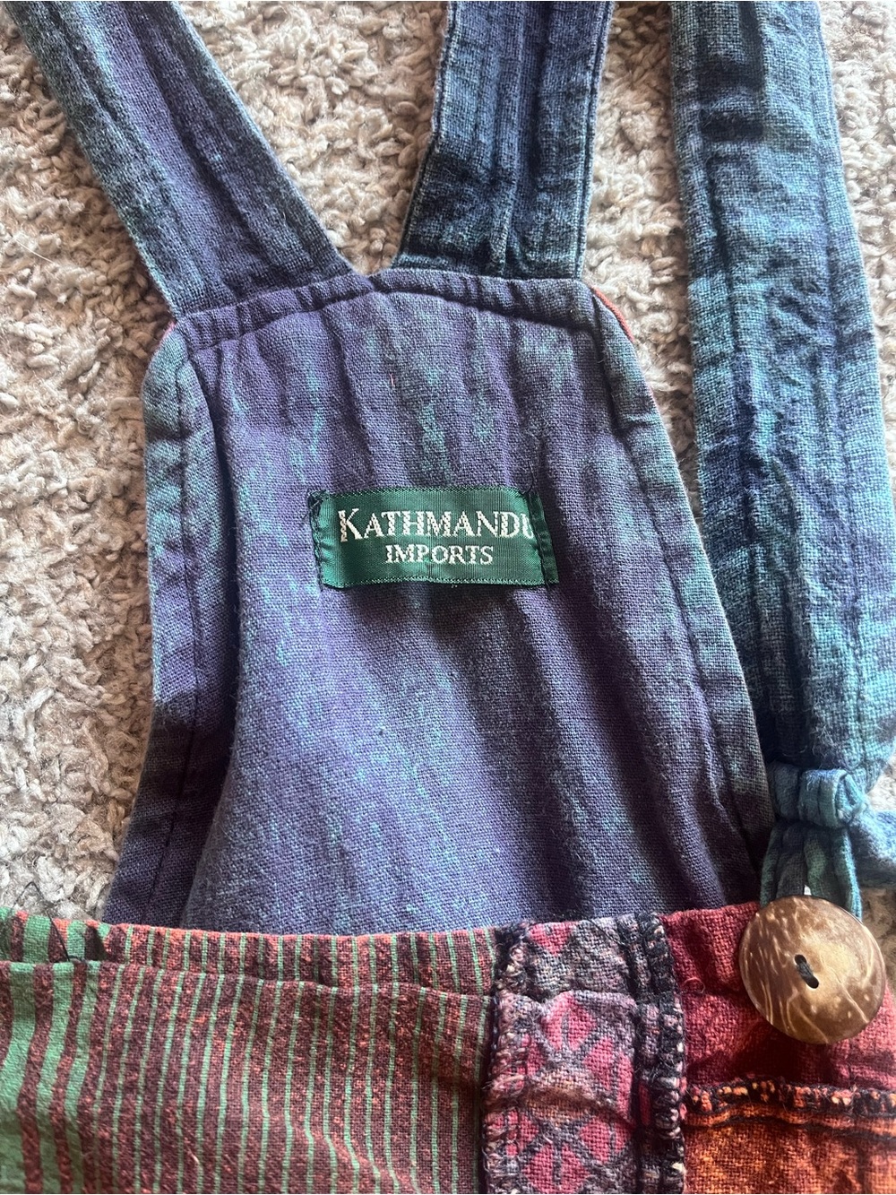 Patchwork Boho Overalls - Multicolor Women’s Jumpsuit - Picture 3 of 6